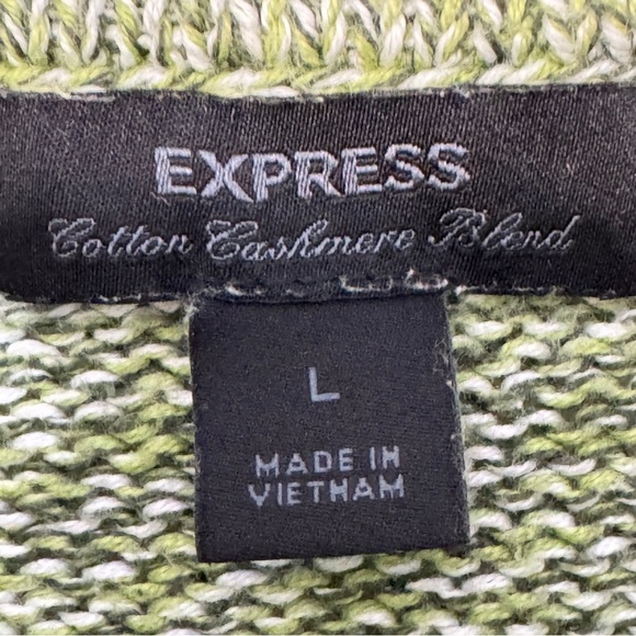Express Cotton Cashmere Half Zip Sweater | Men’s L | Green Marled Knit Pullover - Picture 3 of 5